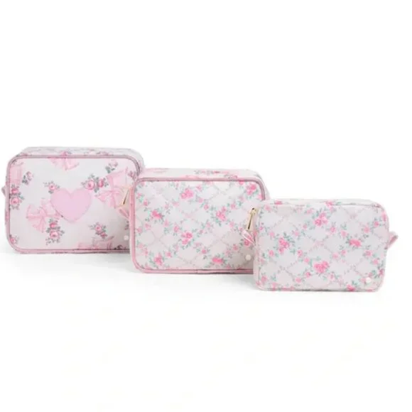 STATE X LoveShackFancy limited-edition travel pouch set Rosa/Garden NWT - Picture 3 of 6